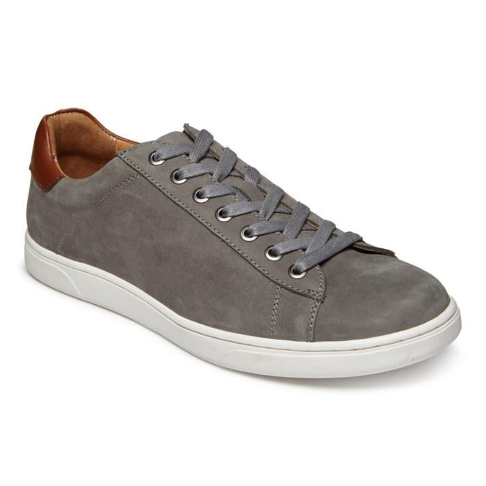Vionic Men's Baldwin Leather Nubuck Grey Taupe Lace Up Sneaker Sz 8.5